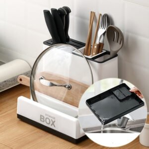 حامل تخزين أدوات المطبخ وسكاكين بلاستيك