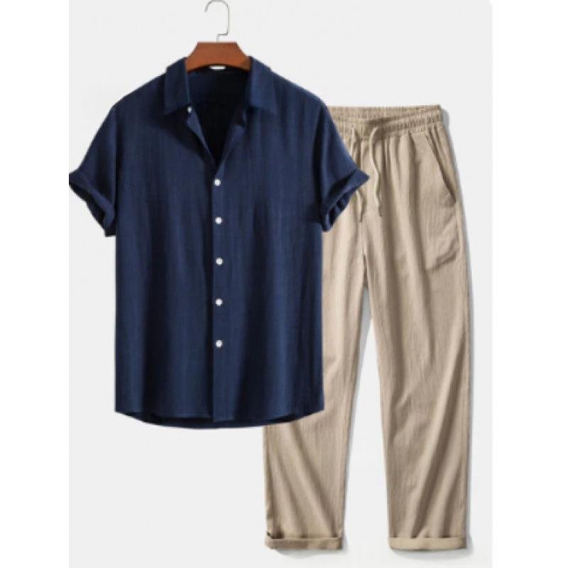 Mens 3D-printed Loose-fit Short-sleeve Shirt Set - الصورة 2