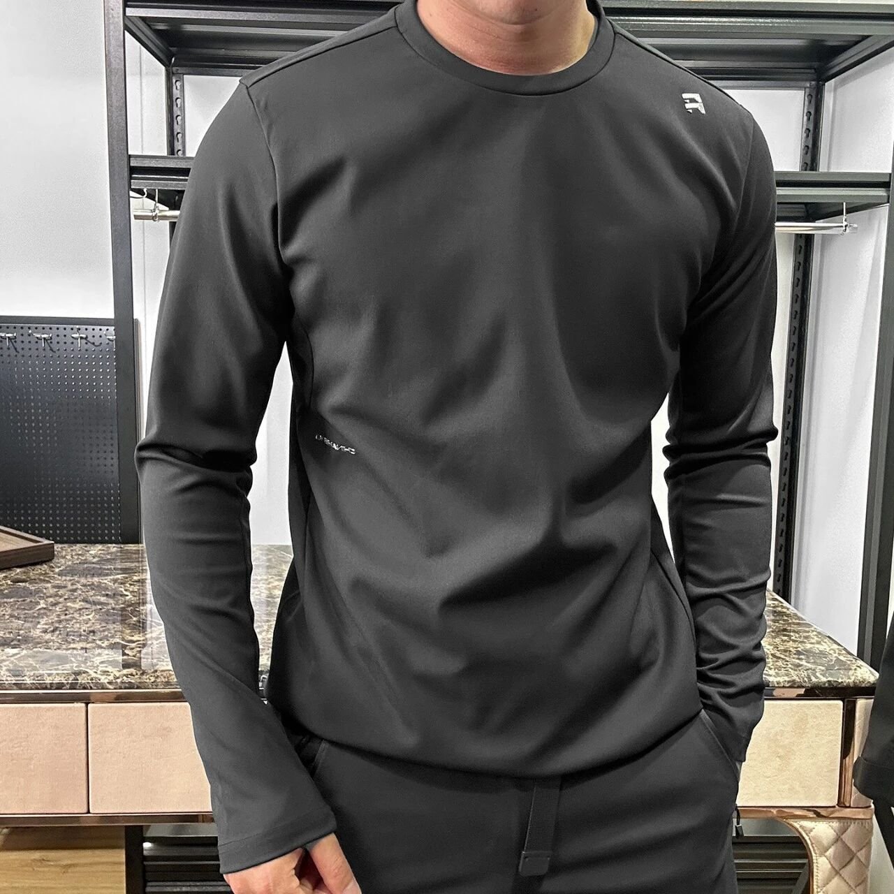 Men's Crew Neck Quick Dry Long Sleeve T-Shirt Breathable Moisture Wicking Athletic Running Workout Tee Lightweight Outdoor Sports Casual Base Layer Top - الصورة 3
