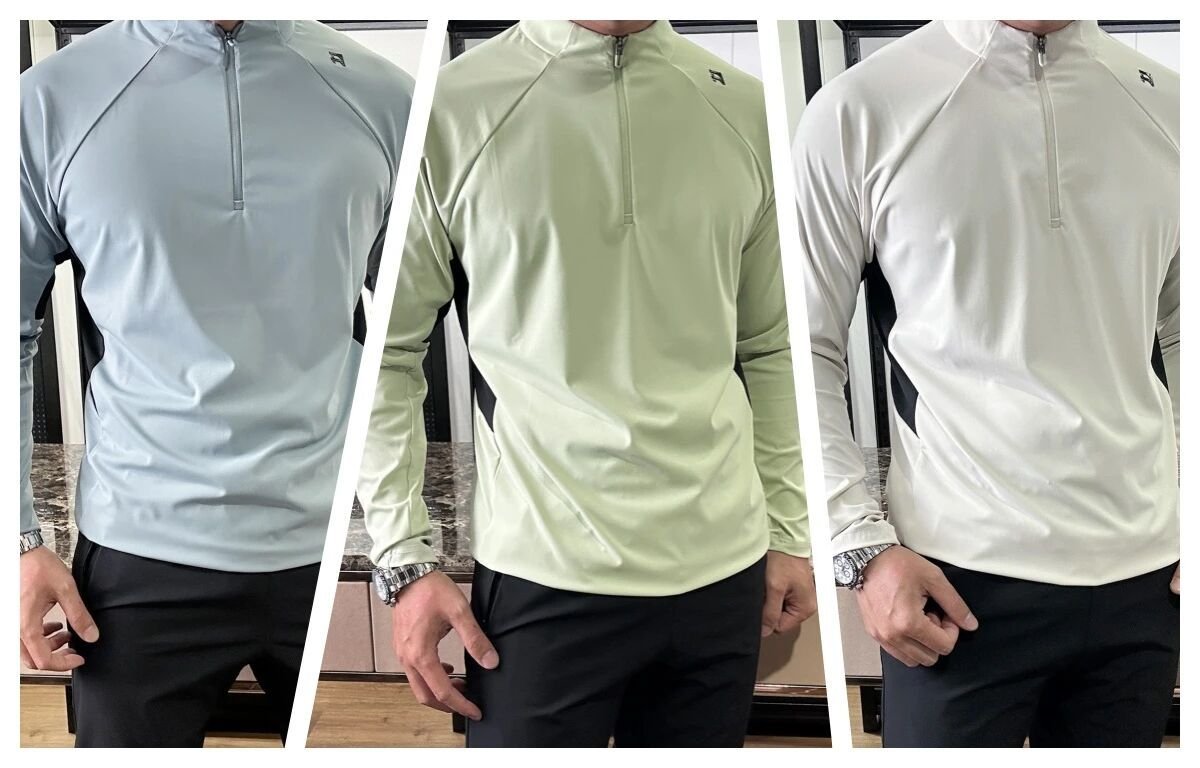 Men's Half Zip Stand Collar Long Sleeve T-Shirt Quick Dry Breathable Color Block Athletic Top With Side Pockets UPF Sun Protection Outdoor Running Hiking Cycling Gym Performance Pullover - الصورة 4