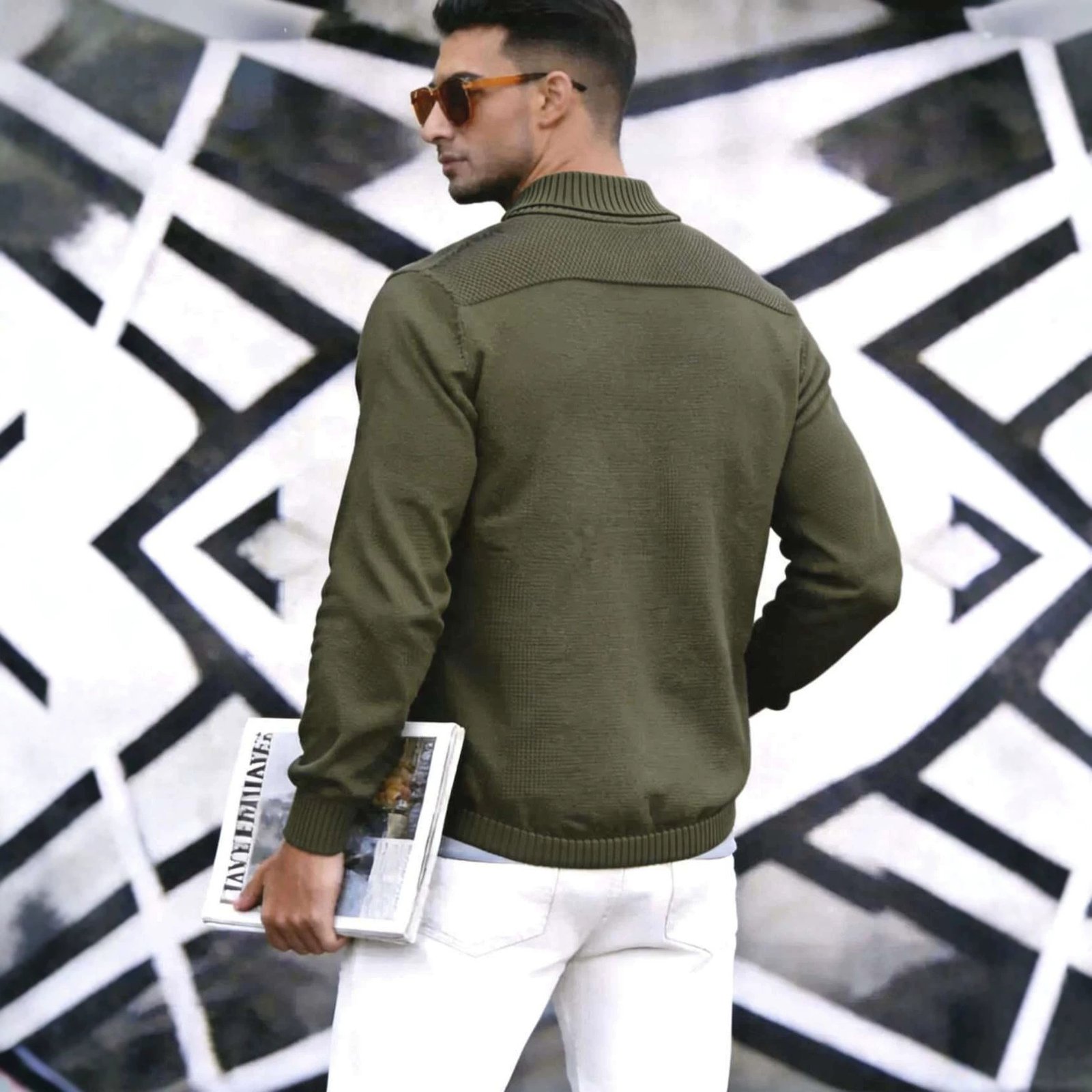 Mens Cardigan Sweater Shawl-Neck Knitted Coat - الصورة 2