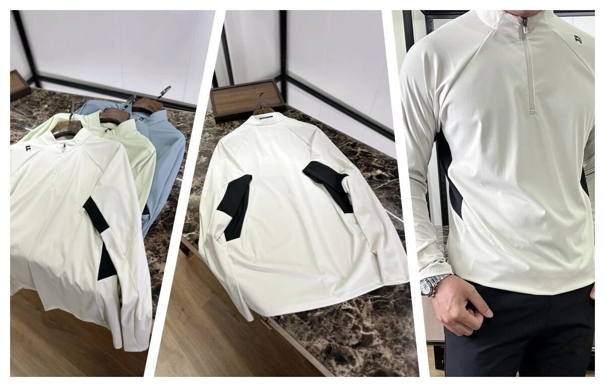 Men's Half Zip Stand Collar Long Sleeve T-Shirt Quick Dry Breathable Color Block Athletic Top With Side Pockets UPF Sun Protection Outdoor Running Hiking Cycling Gym Performance Pullover - الصورة 2