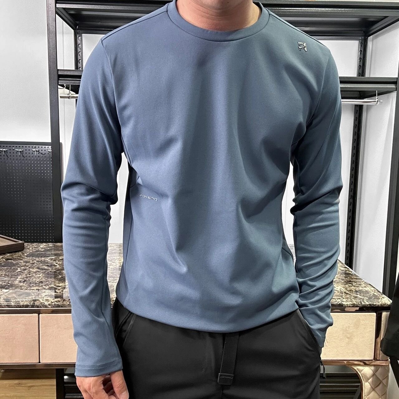 Men's Crew Neck Quick Dry Long Sleeve T-Shirt Breathable Moisture Wicking Athletic Running Workout Tee Lightweight Outdoor Sports Casual Base Layer Top - الصورة 9
