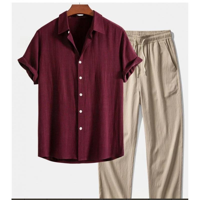 Mens 3D-printed Loose-fit Short-sleeve Shirt Set - الصورة 4