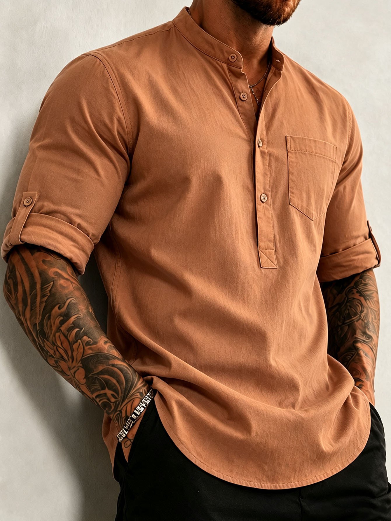 Men S 100 Cotton Mid Sleeve Shirt Built For The Outdoor Man - الصورة 7
