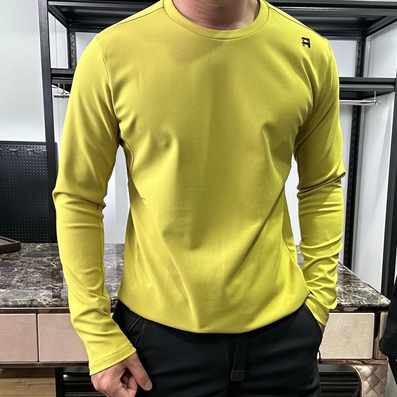 Men's Crew Neck Quick Dry Long Sleeve T-Shirt Breathable Moisture Wicking Athletic Running Workout Tee Lightweight Outdoor Sports Casual Base Layer Top - الصورة 8
