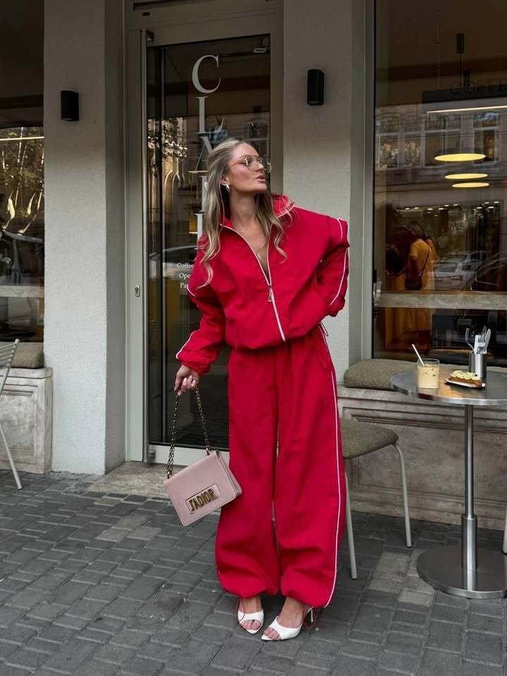 Women's Stand-collar Jacket And Loose-fitting Trousers Two-piece Set - الصورة 6