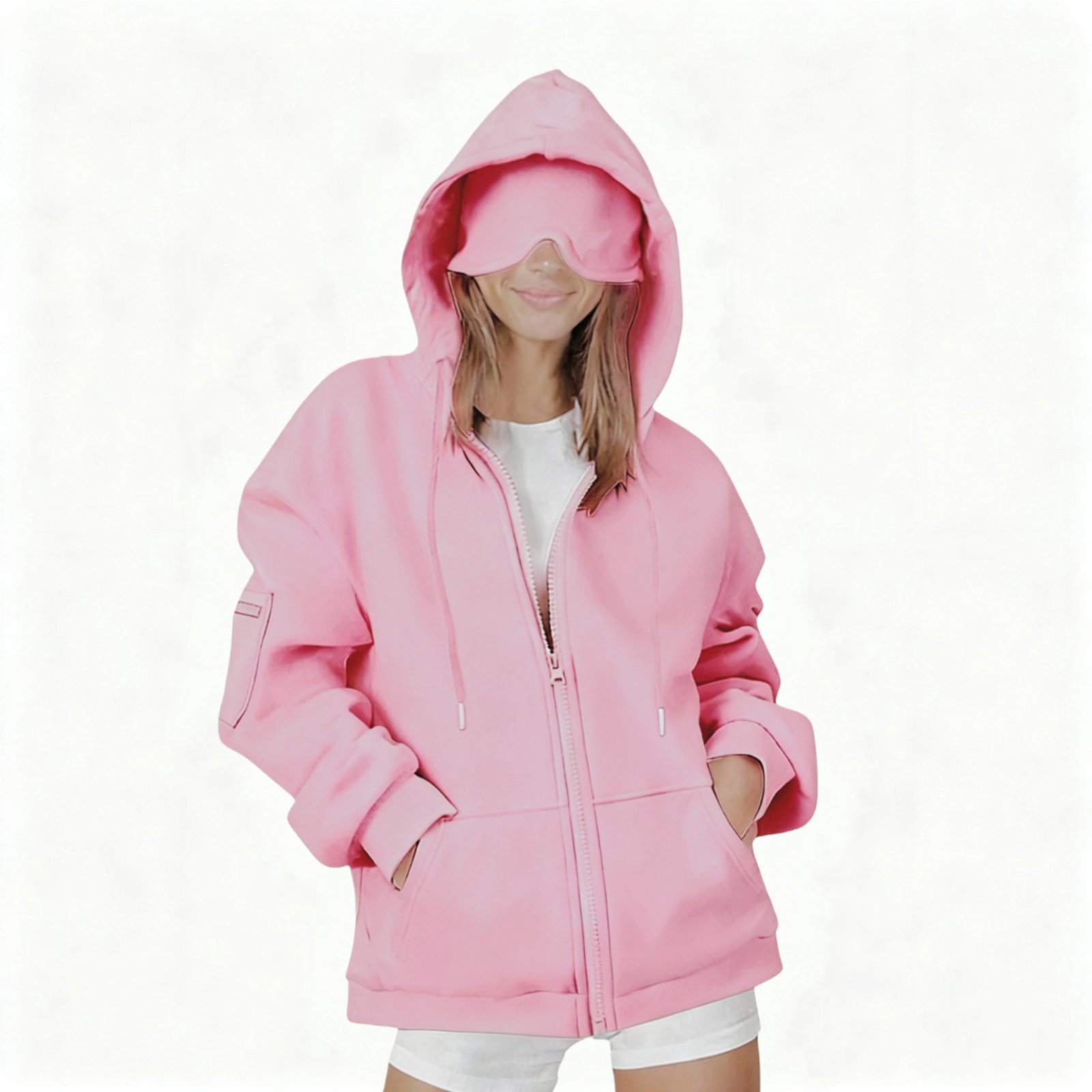 Hooded Cardigan Long-sleeve Zip-up Sweatshirt For Women - الصورة 4