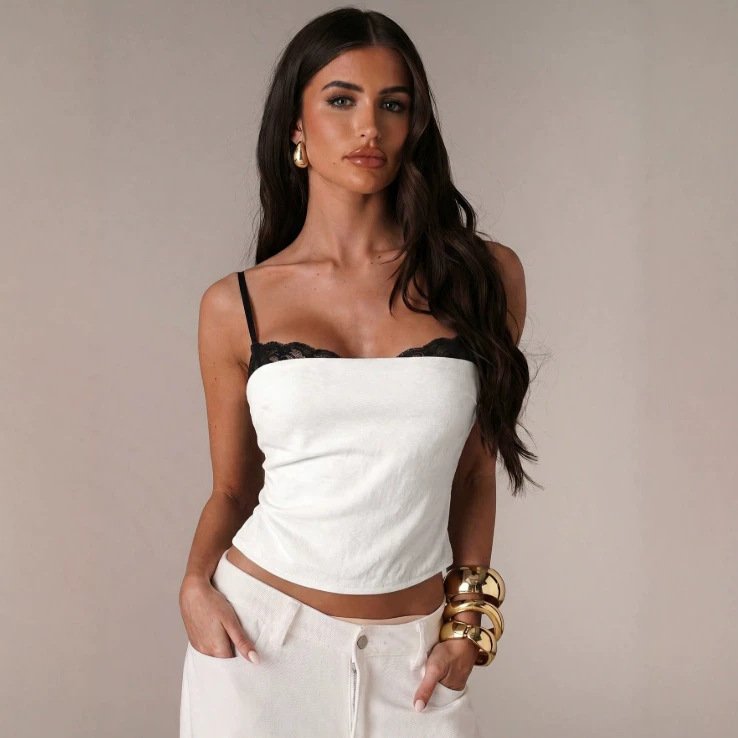 Fake Two-piece Camisole Figure-hugging Sexy Outerwear Tank Top - الصورة 6