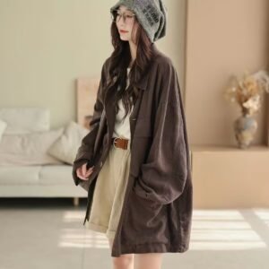 Women's Casual Versatile Multi-pocket Lapel Jacket