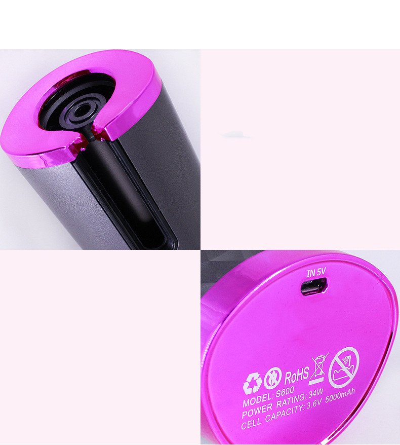 Rechargeable Automatic Hair Curler Women Portable Hair Curling Iron LCD Display Ceramic Curly Rotating Curling Wave Styer - الصورة 8