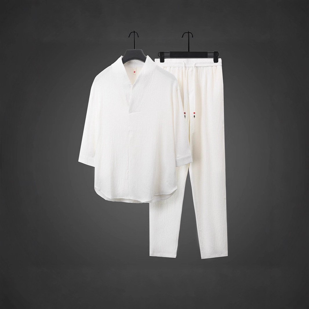 Short-sleeved Summer Loose-fit Plus-size Tang Suit Two-piece Set - الصورة 8
