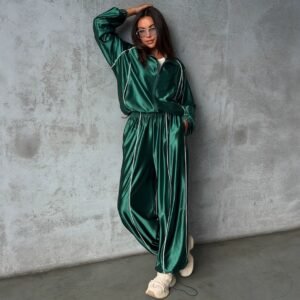 New Satin-lined Double-zip Sports Suit Relaxed Fit
