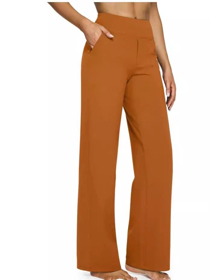 High-waisted Straight-leg Pants With Loose Pockets - الصورة 2