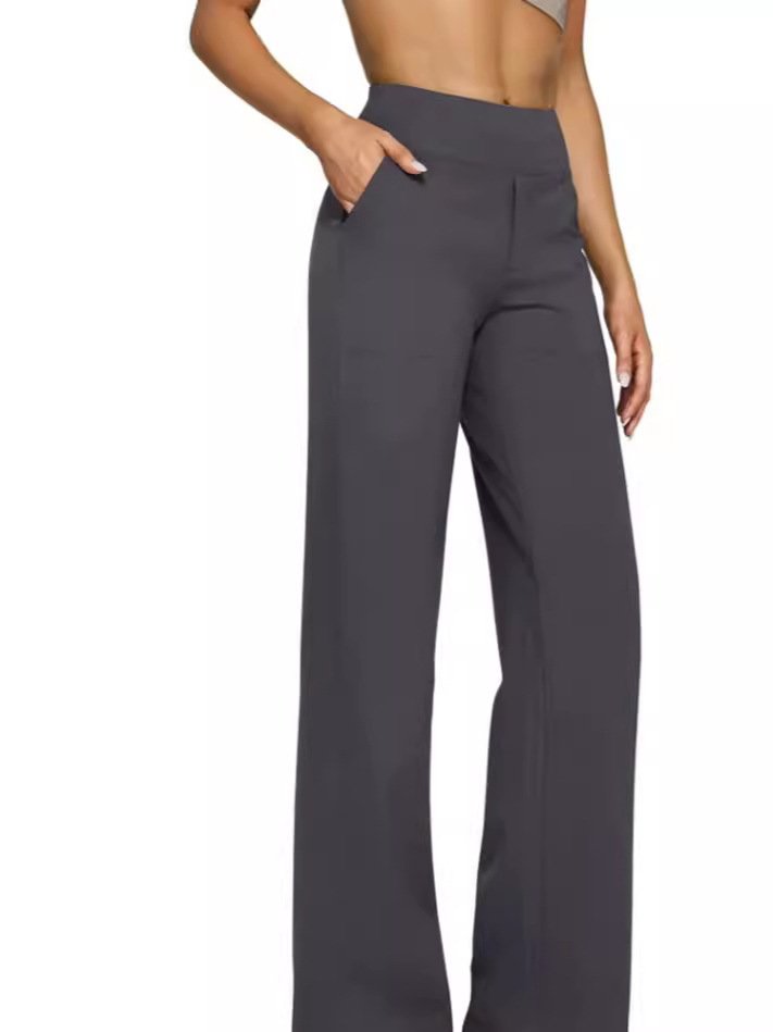 High-waisted Straight-leg Pants With Loose Pockets - الصورة 4