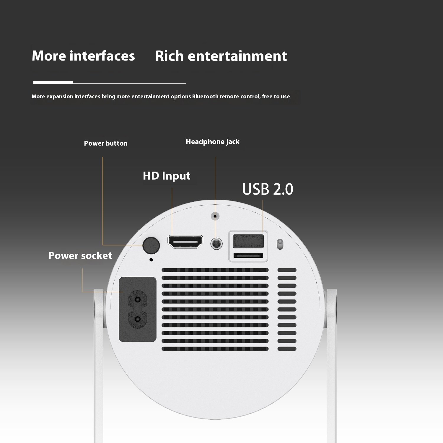 Portable Projector Small Straight Projector For Home Use 180 Degrees Projection Angle Automatic Focus Home Video Projector - الصورة 6