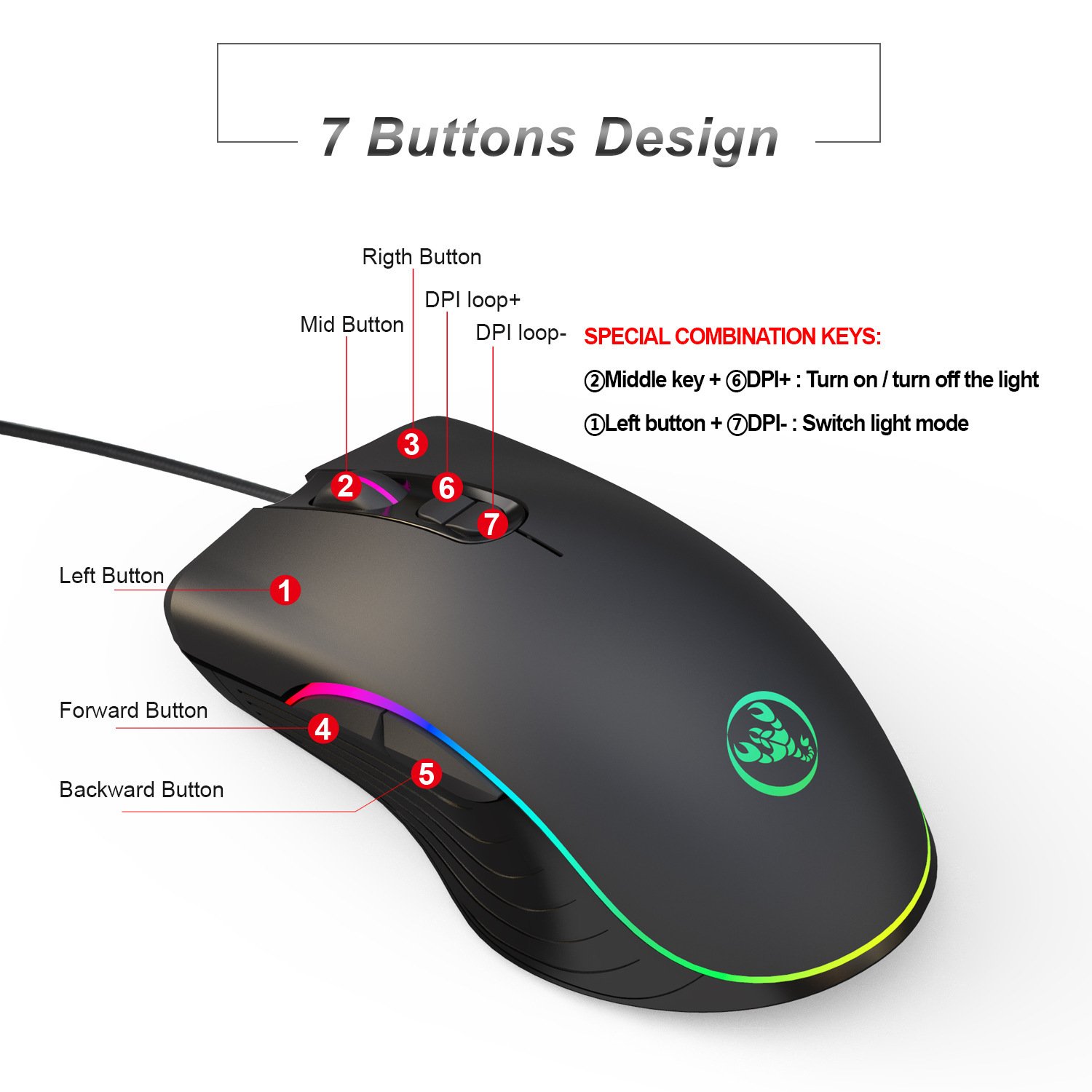 Glowing Gaming Mouse Gaming Wired Mouse - الصورة 7