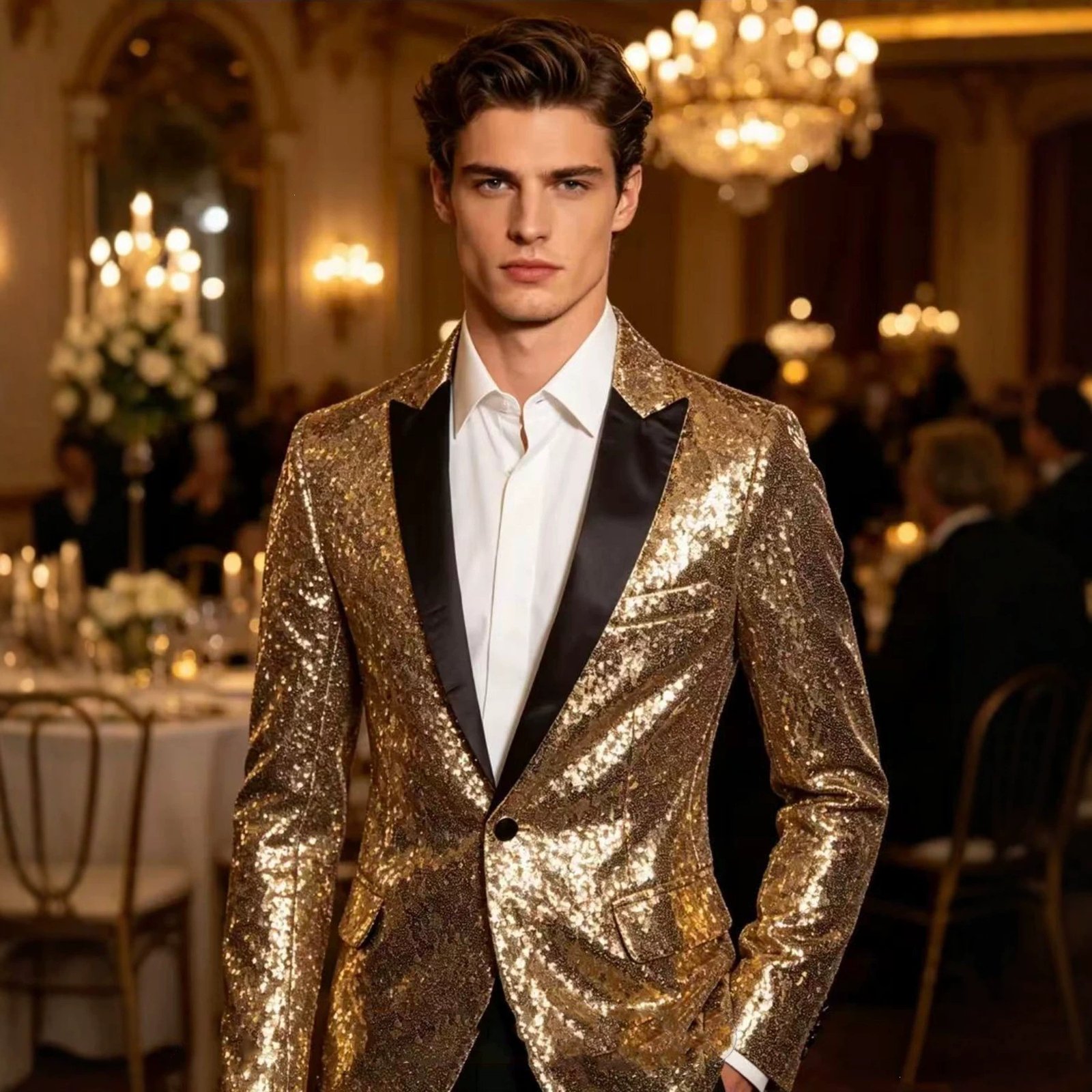 Sparkling Stage Performance Nightclub-style Suit And Gown - الصورة 5