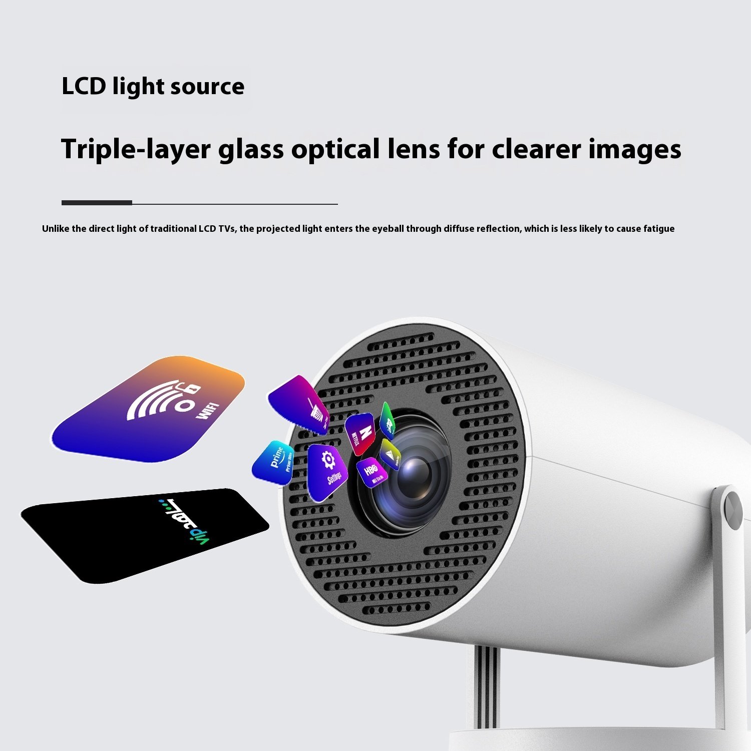 Portable Projector Small Straight Projector For Home Use 180 Degrees Projection Angle Automatic Focus Home Video Projector - الصورة 3
