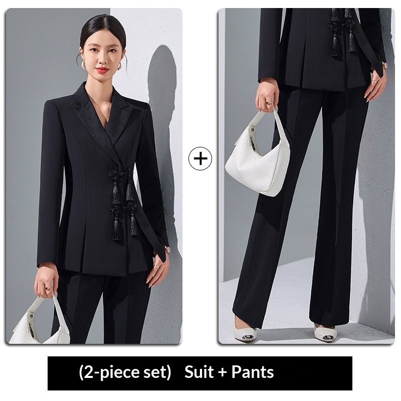 Chinese-style Business Suit With Flared Trousers - الصورة 4