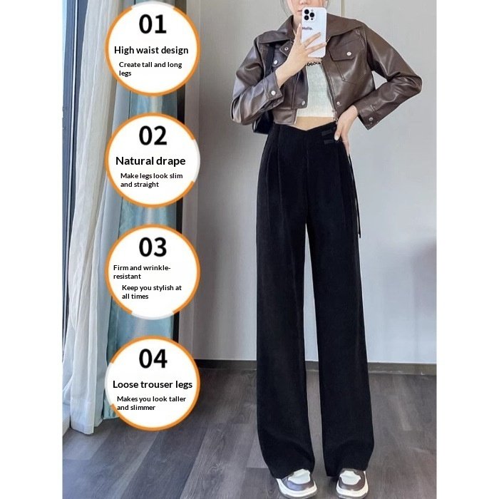 Chenille-padded Narrow-leg Wide-leg Pants - الصورة 2