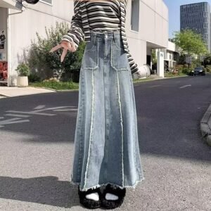High-waisted Denim Mermaid Skirt For Women
