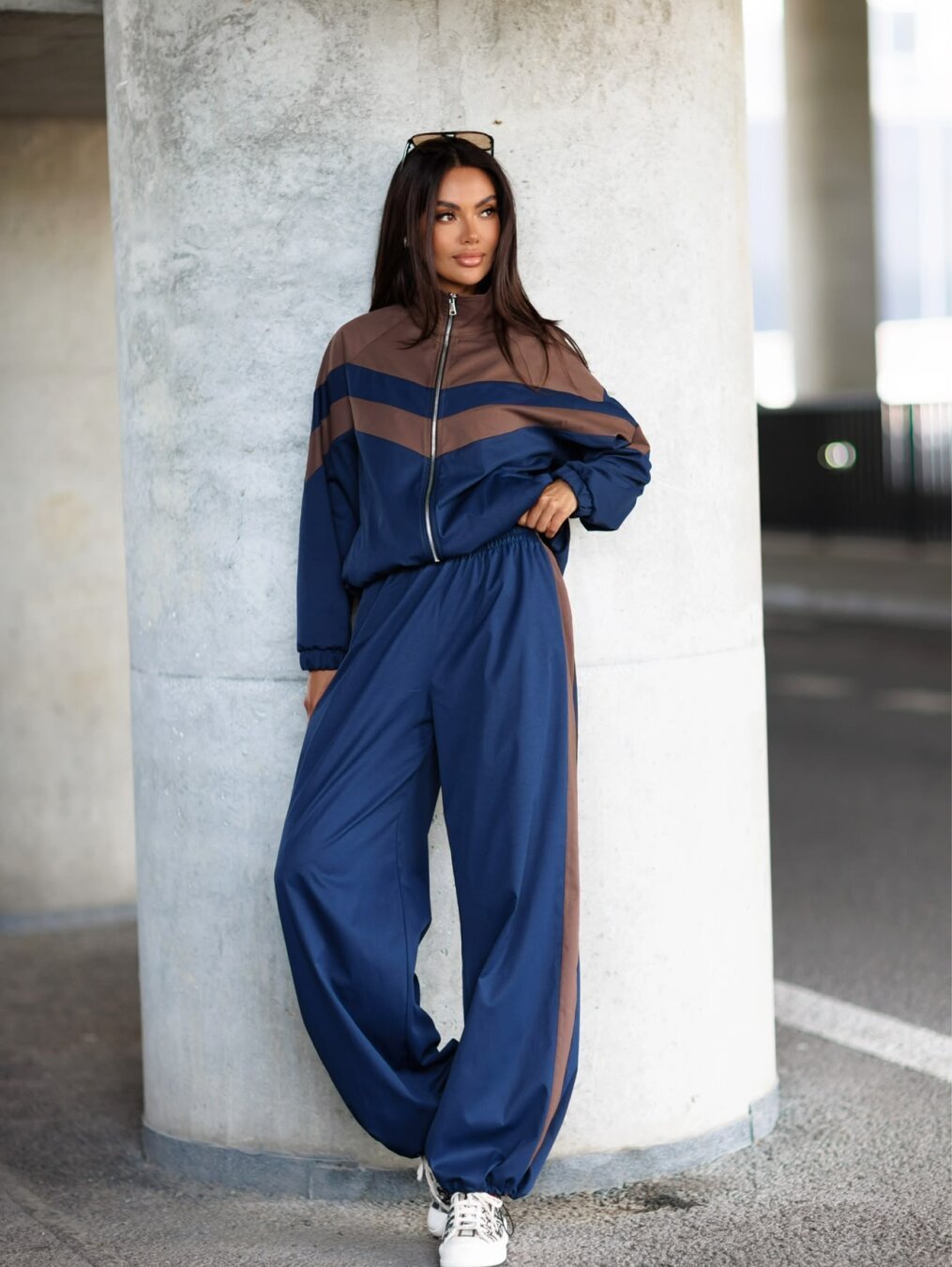 Womens Sporty Casual Two-piece Set Stand-collar Zip-up Jacket And Jogger Pants - الصورة 9