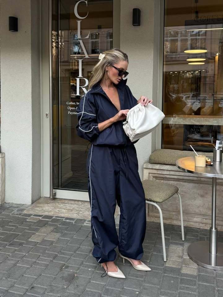 Women's Stand-collar Jacket And Loose-fitting Trousers Two-piece Set - الصورة 3