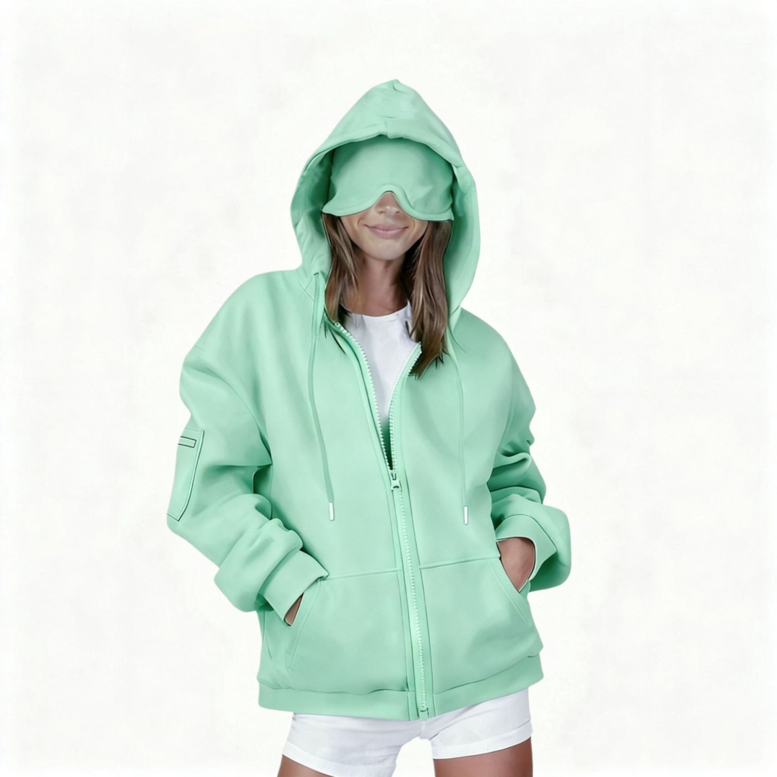 Hooded Cardigan Long-sleeve Zip-up Sweatshirt For Women - الصورة 7