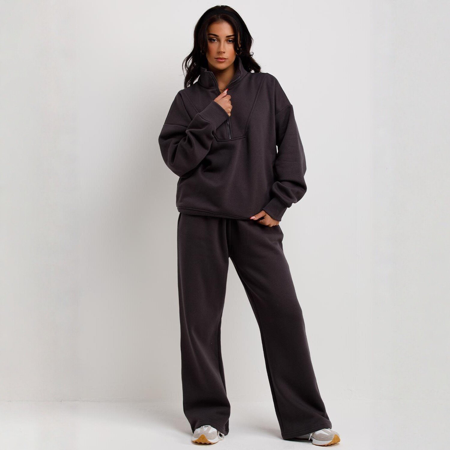 Zip-up Hoodie And Wide-leg Pants Two-piece Set - الصورة 6