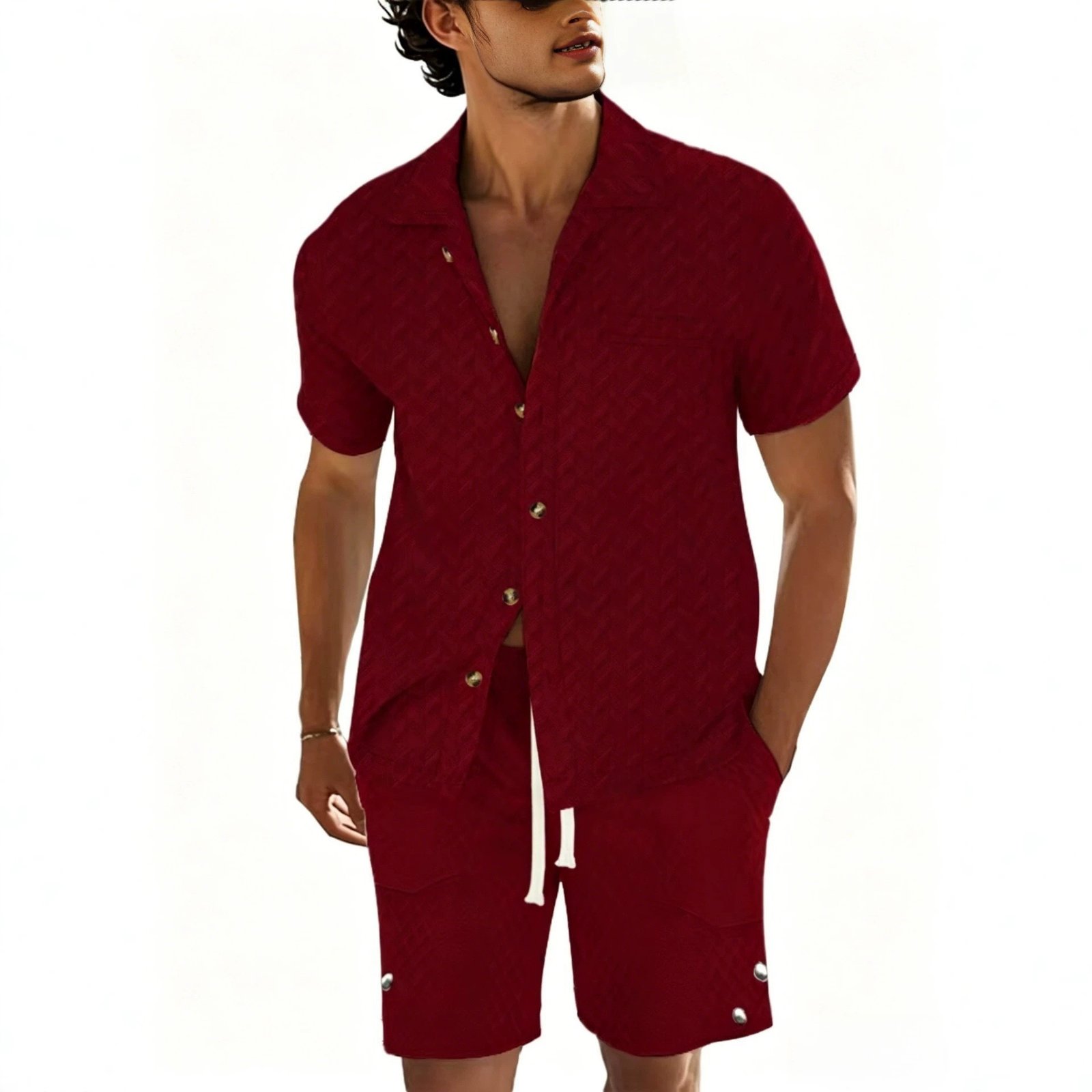 New Trendy POLO Shirt With A Turn-down Collar And Embossed Short Sleeves - الصورة 2