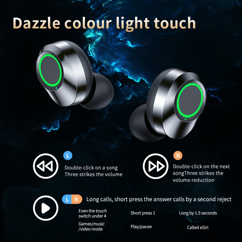 YD03 Wireless Bluetooth-compatible Headset TWS Large Screen Smart Digital Display In Ear Breathing Light - الصورة 3