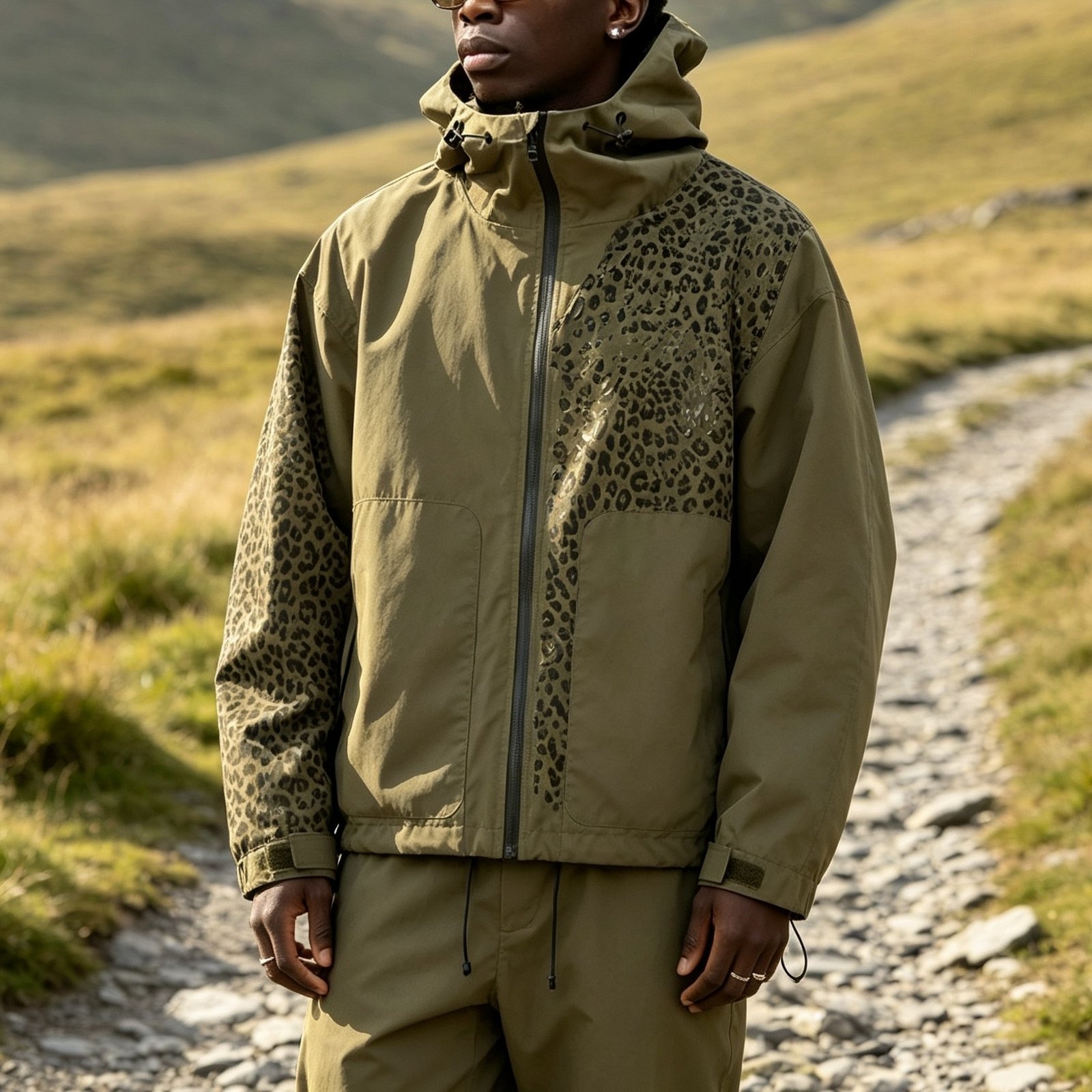 Men's Jacket Changes Color When Exposed To Water, Outdoor Sports Leopard Print - الصورة 4
