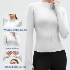 Long-sleeve Zippered Slim-fit Stand-collar Top