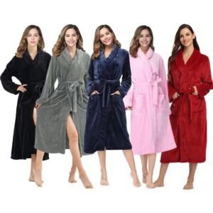 AutumnWinter Thickened, Warm, And Comfortable Flannel Bathrobepajamas