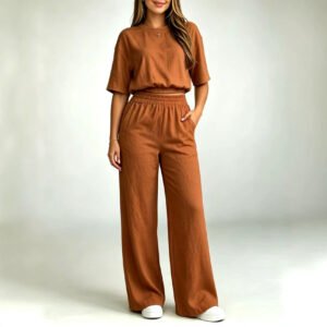 Women's Breathable Casual Solid-color Top And Pants Set