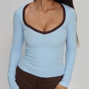 Spicy Girl V-neck Long-sleeved T-shirt