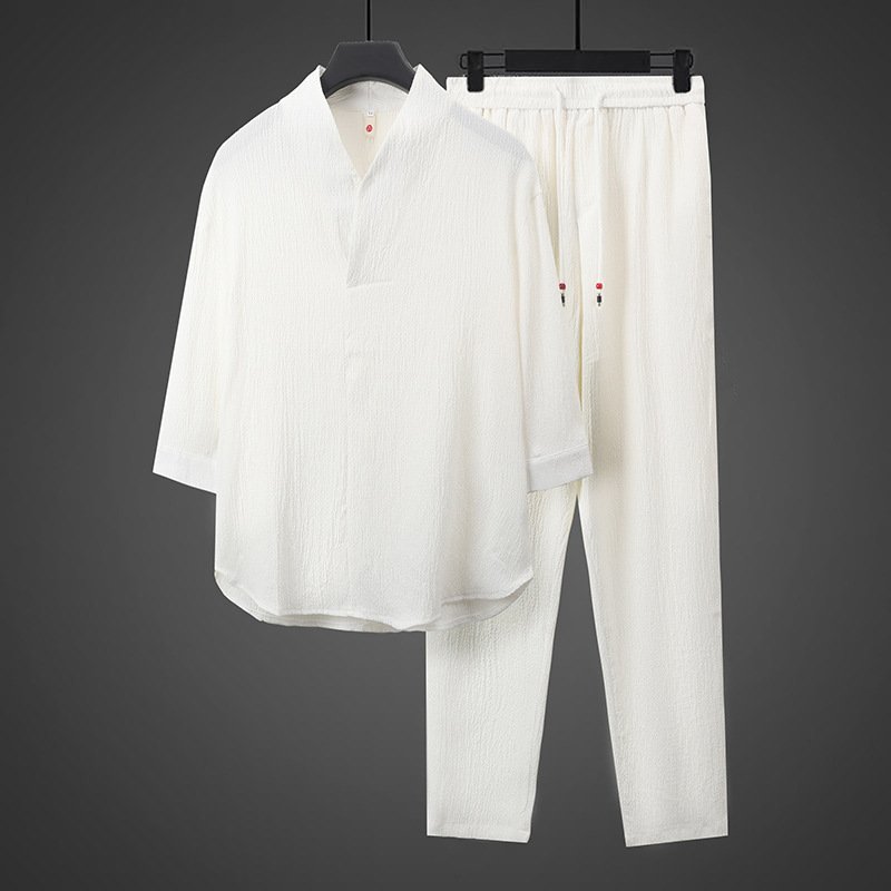 Short-sleeved Summer Loose-fit Plus-size Tang Suit Two-piece Set - الصورة 4