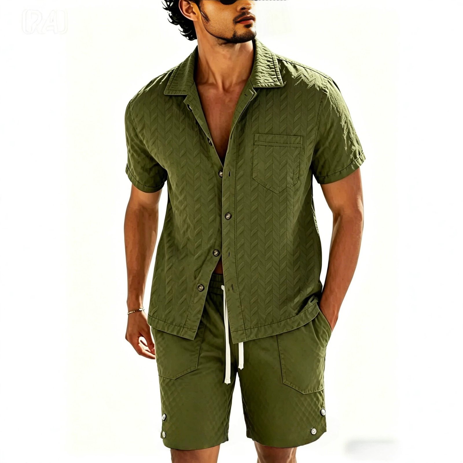 New Trendy POLO Shirt With A Turn-down Collar And Embossed Short Sleeves - الصورة 5