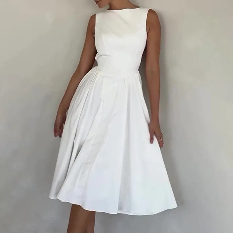Women's Backless Fashion Crewneck Sleeveless Dress - الصورة 6