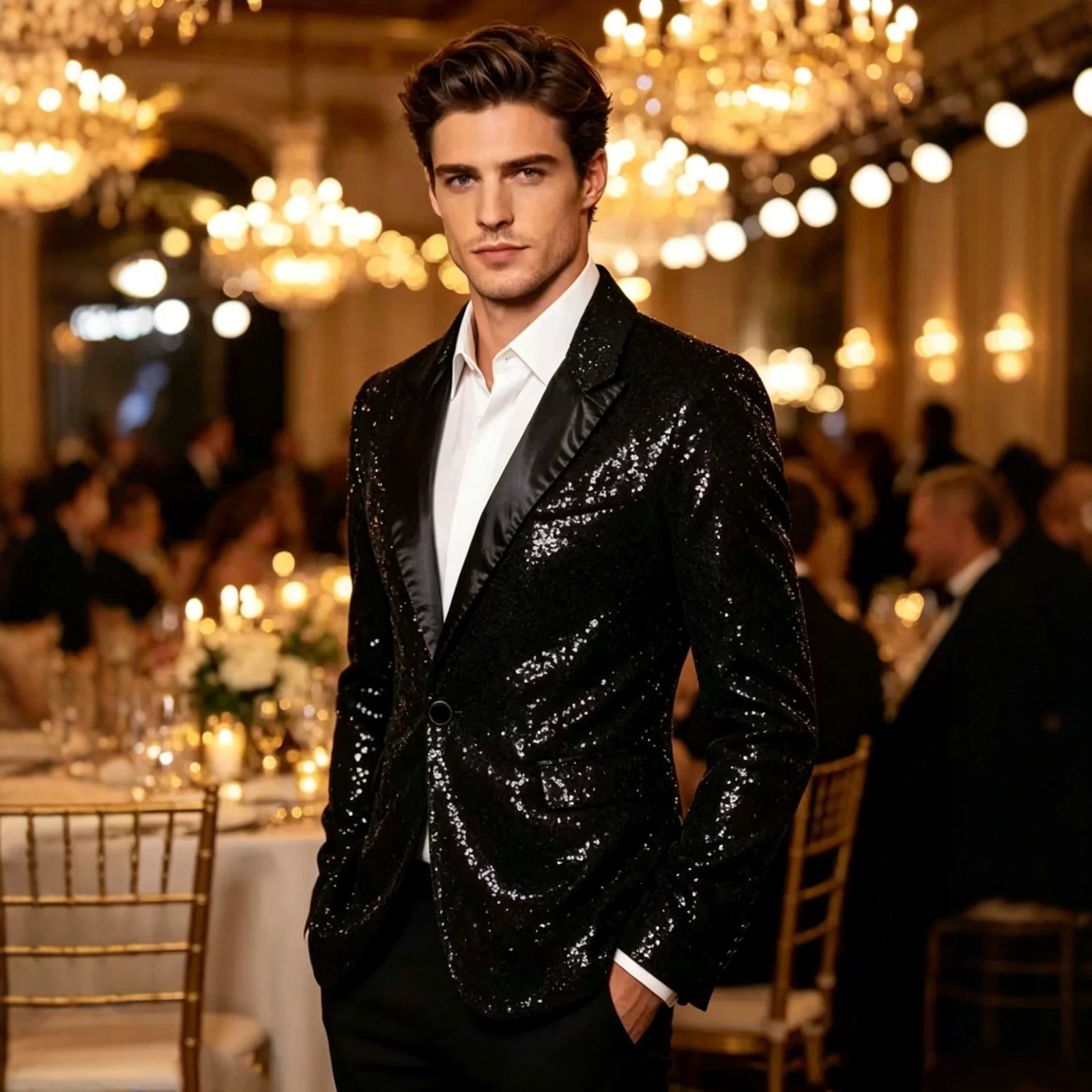 Sparkling Stage Performance Nightclub-style Suit And Gown - الصورة 8