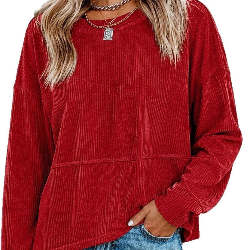 Women's Fashionable Casual Round-Neck Loose-Fit Long-Sleeve Top - الصورة 6