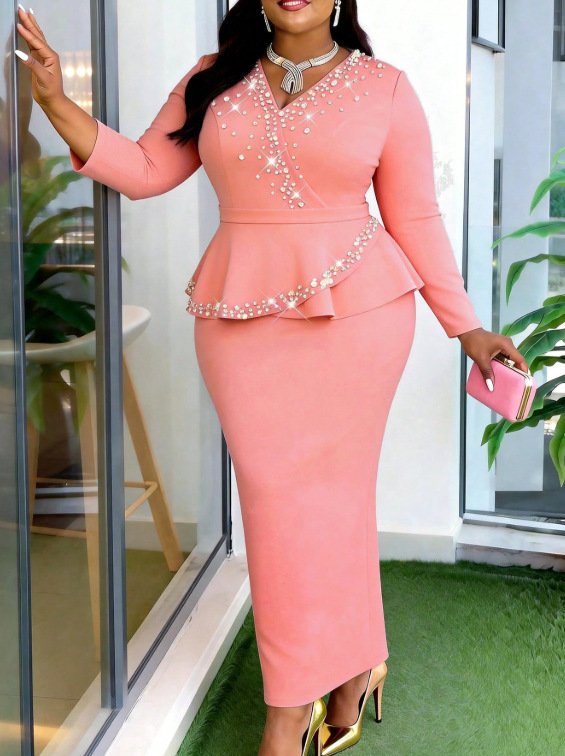 Elegant Banquet And Commute Dress With Ruffled Sleeves And A Fitted Waist - الصورة 3