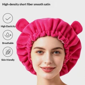 Double-layered Fleece Cozy Teddy Bear Ear Home Sleeping Cap