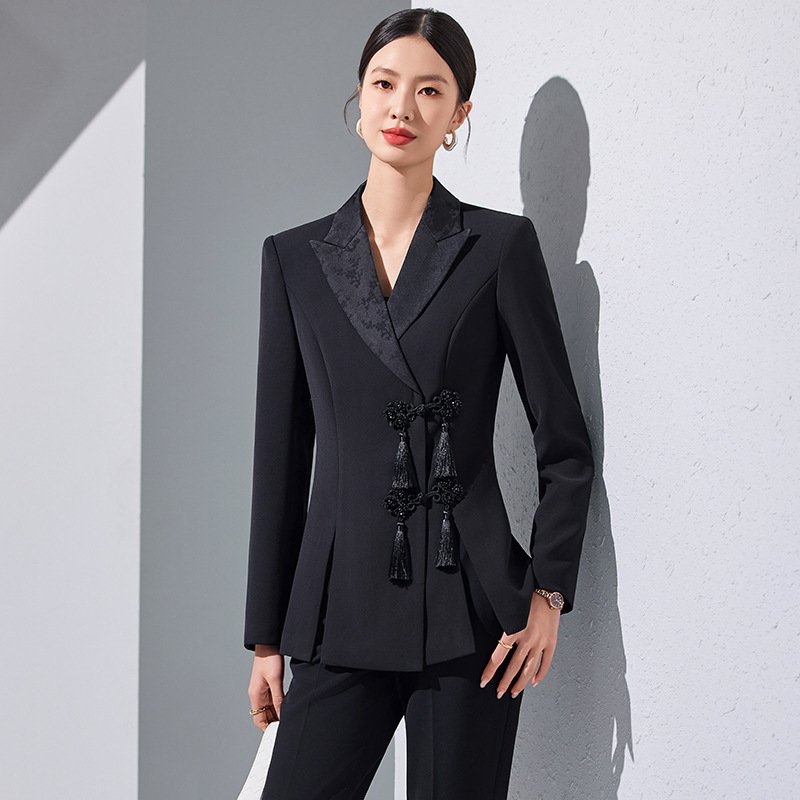 Chinese-style Business Suit With Flared Trousers - الصورة 2