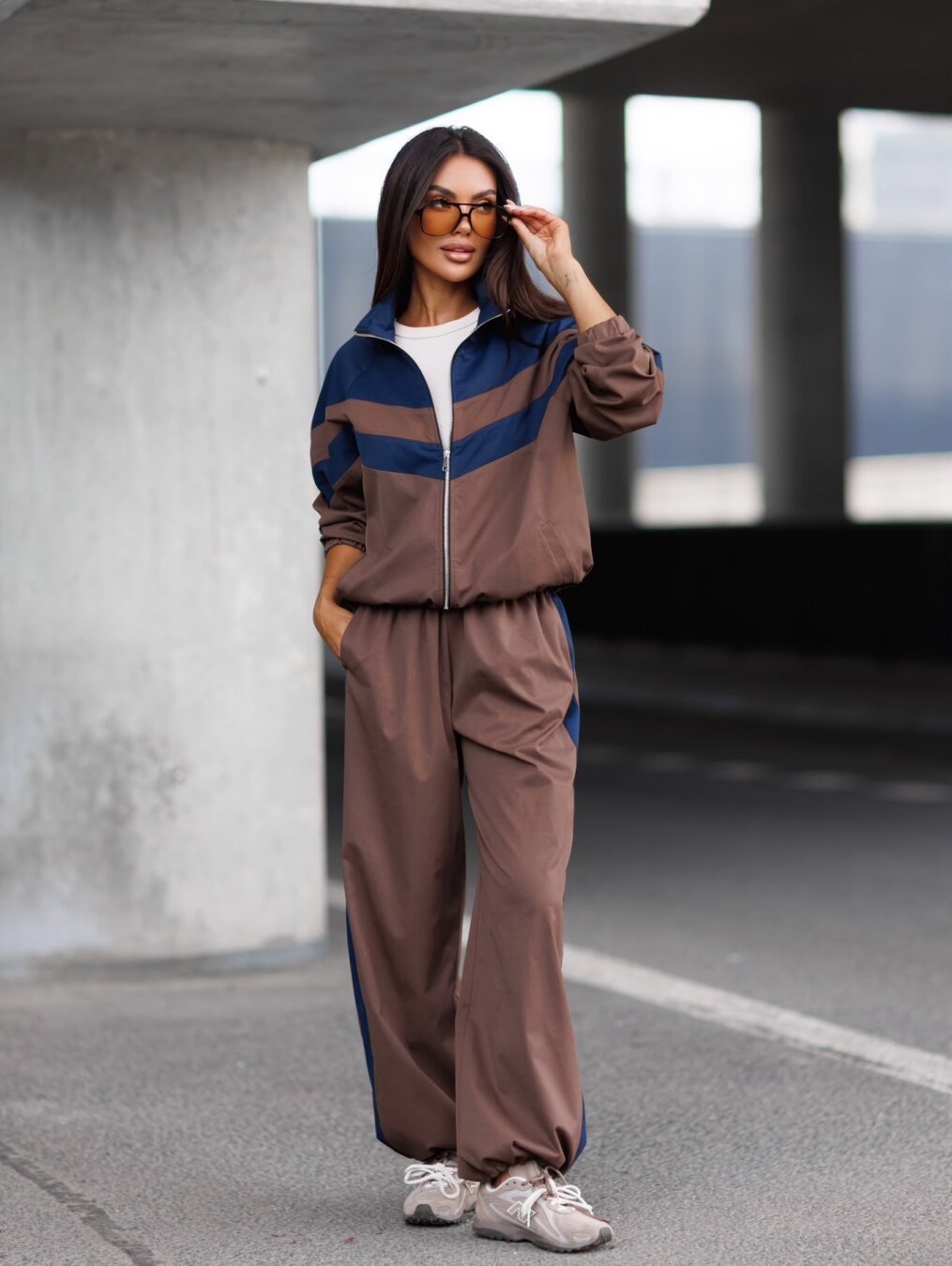 Womens Sporty Casual Two-piece Set Stand-collar Zip-up Jacket And Jogger Pants - الصورة 4