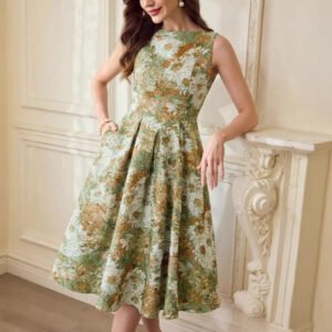 French-style Women's Retro Oil-painting Sleeveless Dress