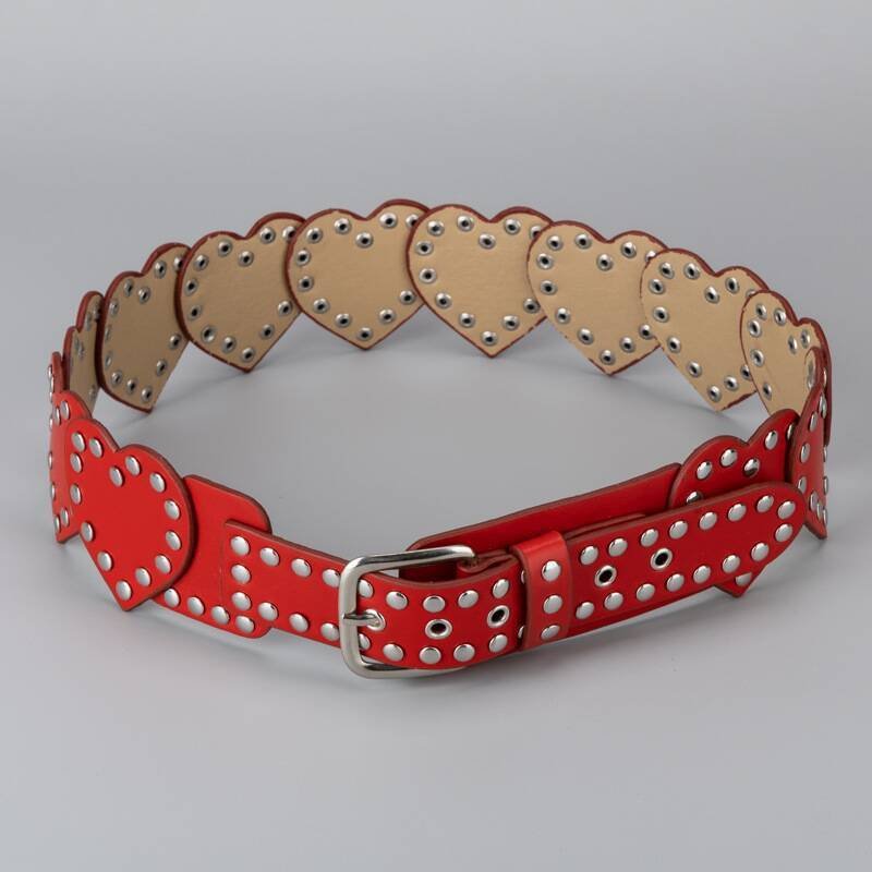 Retro Elastic Heart-shaped Leather Waist Belt For Cinching The Waist - الصورة 4