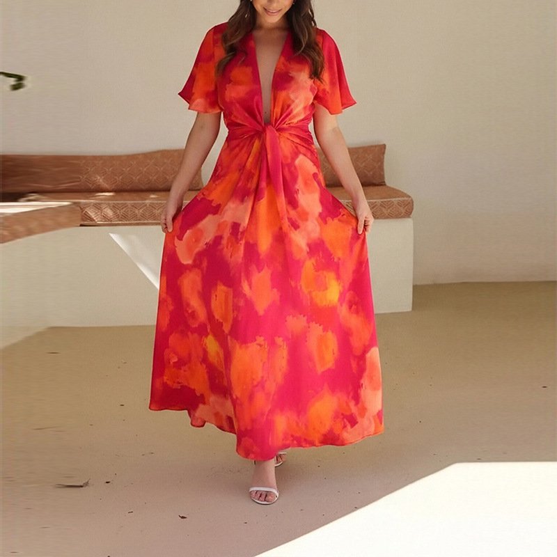 Women's Fashion Printed French-style Dress - الصورة 4