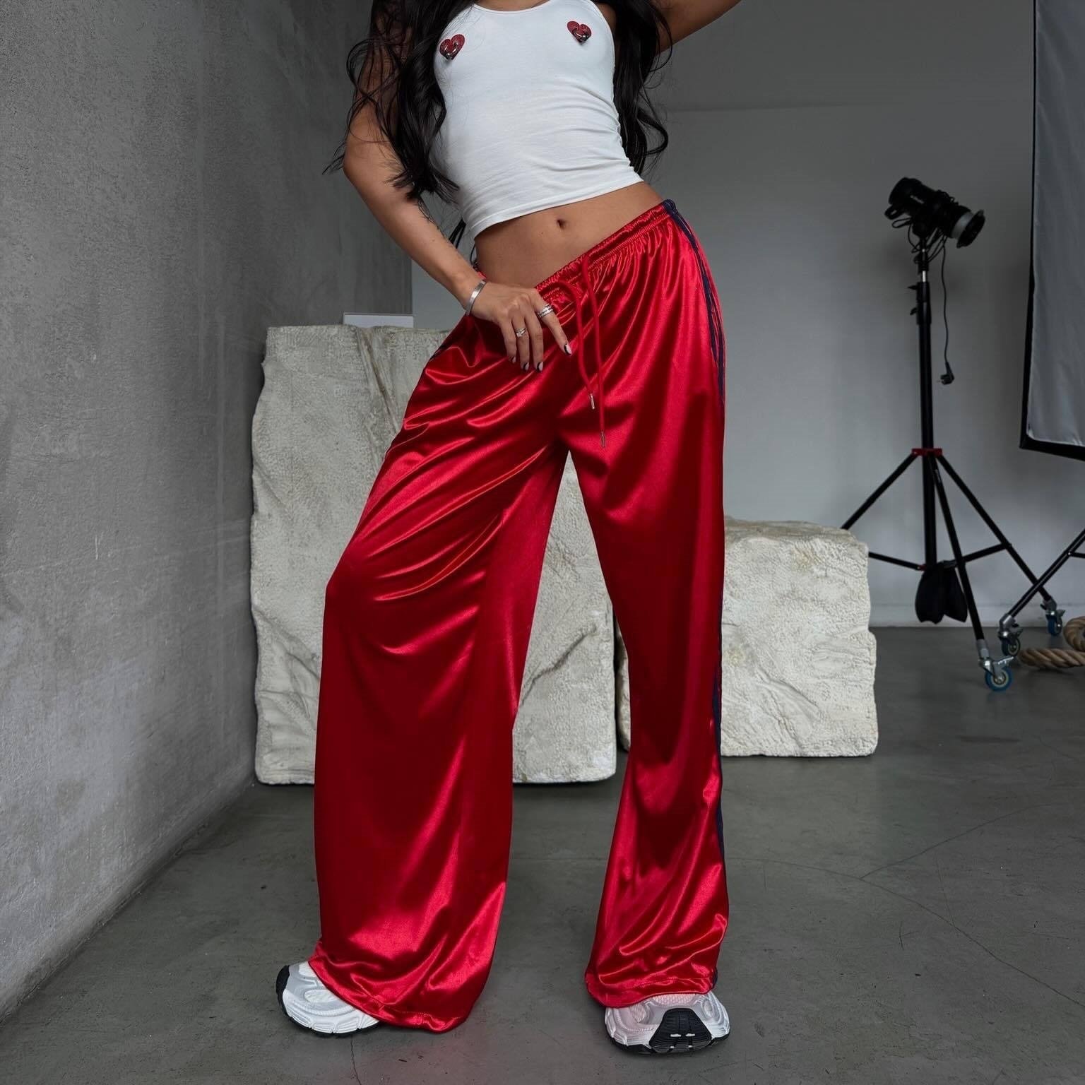 Casual Street-style Lace-up Three-stripe Pants - الصورة 2